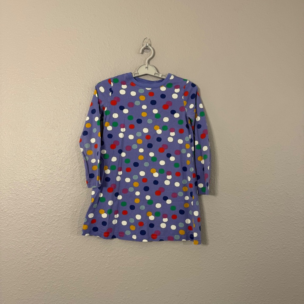 Hanna Andersson Girl's Size 10 140cm Purple Polka Dot Long‎ Sleeve Cotton Dress